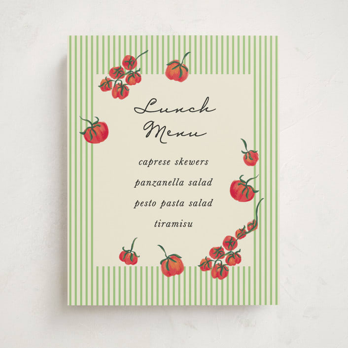 "Petit Pomodoro" - Baby Shower Bar Signs in Lime by Jackie Crawford - Front