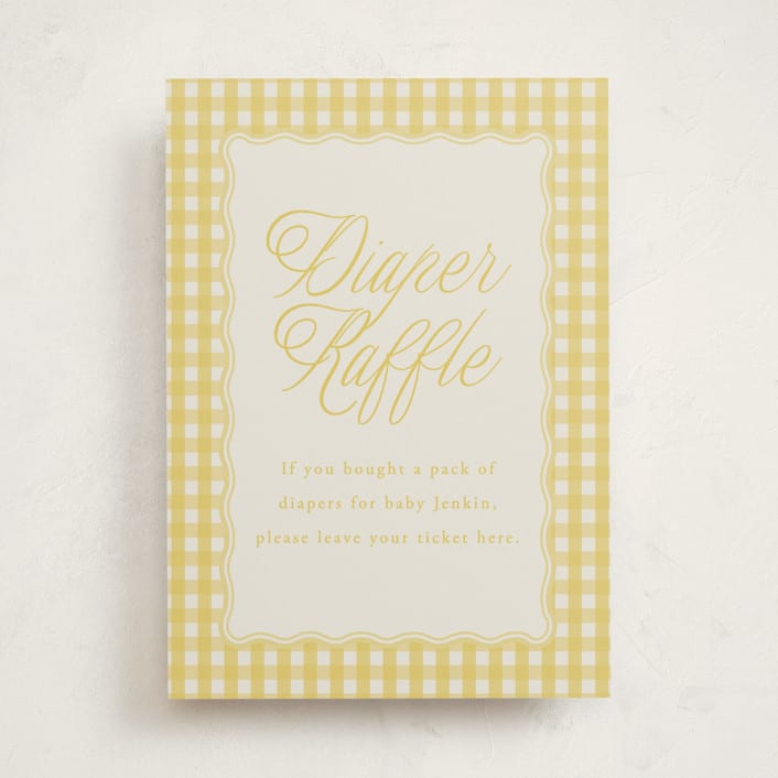 "Scalloped Gingham" - Baby Shower Party Signs in Lemonade by Brianne Larsen - Front