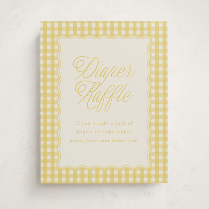 "Scalloped Gingham" - Baby Shower Party Signs in Lemonade by Brianne Larsen - Front