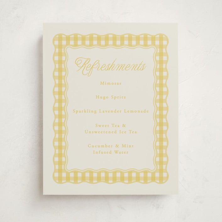 "Scalloped Gingham" - Baby Shower Party Signs in Lemonade by Brianne Larsen - Front