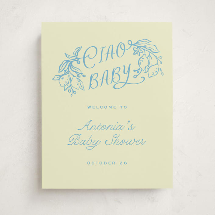 "Ciao Baby" - Baby Shower Welcome Signs in Lemonade by Pati Cascino - Front