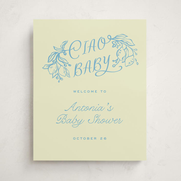 "Ciao Baby" - Baby Shower Welcome Signs in Lemonade by Pati Cascino - Front