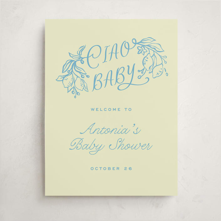 "Ciao Baby" - Baby Shower Welcome Signs in Lemonade by Pati Cascino - Front