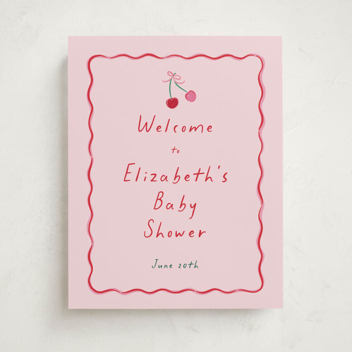 "Cherry Sweet" - Baby Shower Welcome Signs in Cherry Pie by Erin German - Front