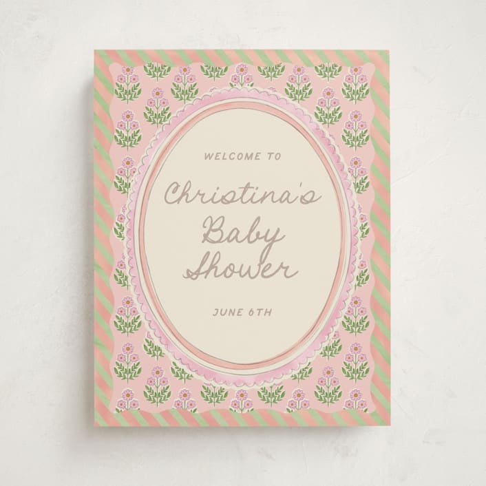 "Botanical maximalism" - Baby Shower Welcome Signs in Poppy by Creo Study - Front
