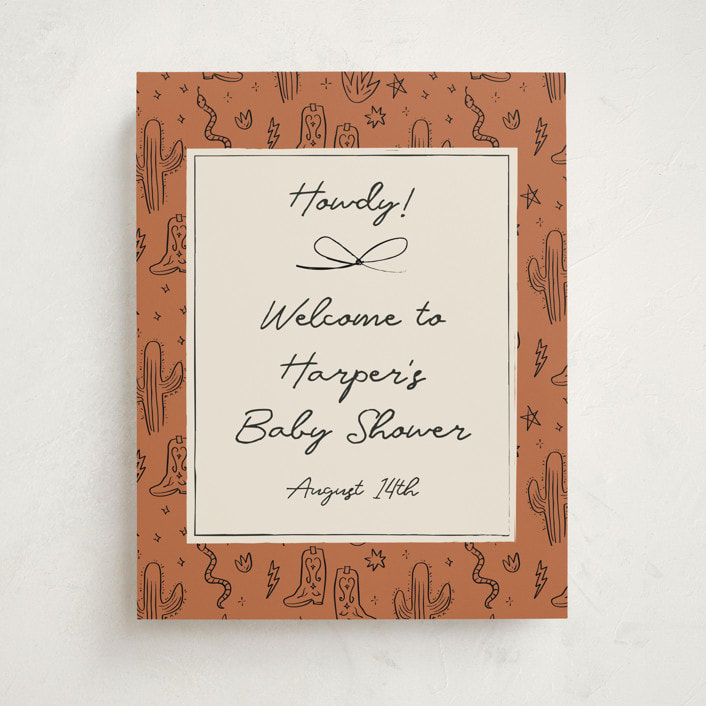 "El Ranchero" - Baby Shower Welcome Signs in Rust by Ani Somi - Front