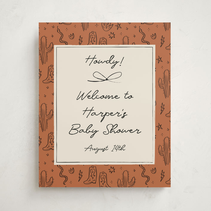 "El Ranchero" - Baby Shower Welcome Signs in Rust by Ani Somi - Front