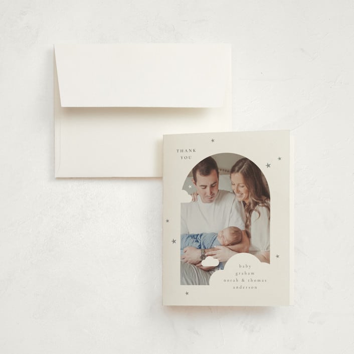"Floating clouds" - Birth Announcement Thank You Cards in Raincloud by letterfix - Front