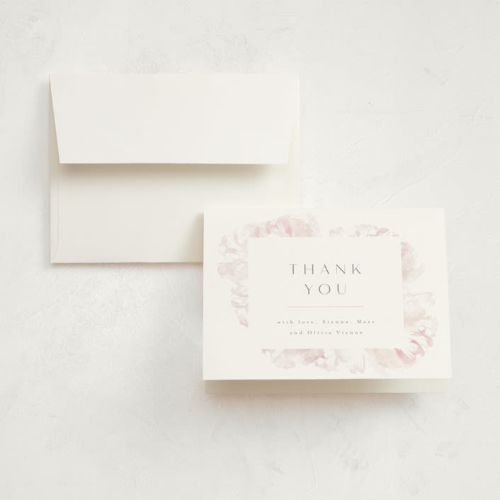 "Sunwashed" - Birth Announcement Thank You Cards in Peony by Kristie Kern - Front