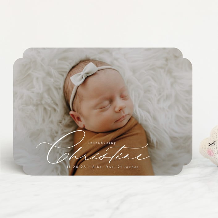 "Sweeping Name" - Birth Announcements in Cloud by Alethea and Ruth - Front