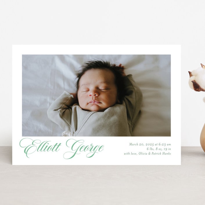 "Hollis" - Birth Announcements in Clover by Megan Davis - Front