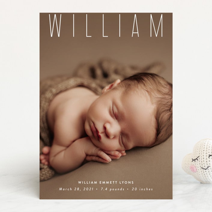 "Skyline" - Birth Announcements in Pearl by Sara Hicks Malone - Front