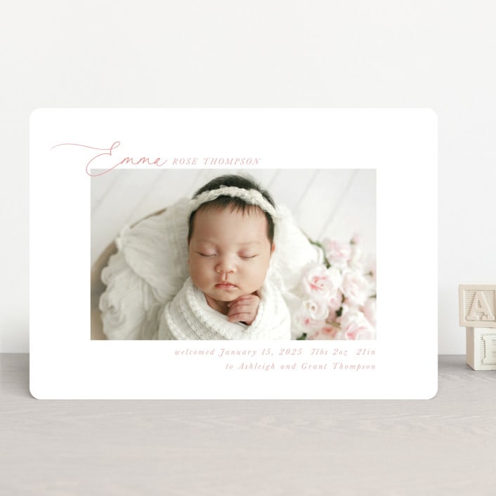 "Sweetest" - Birth Announcements in Rose by Jenna Holcomb - Front
