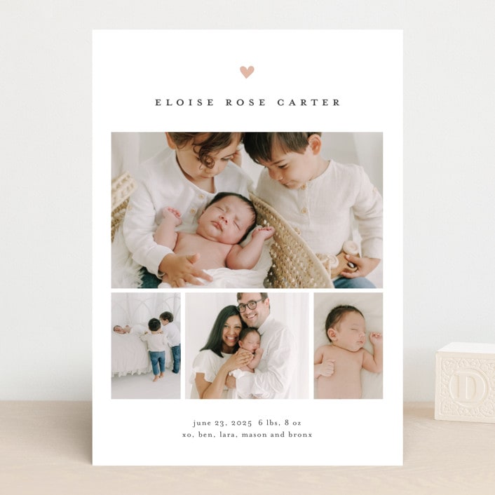 "Our whole heart" - Birth Announcements in Rose by Stacey Meacham - Front