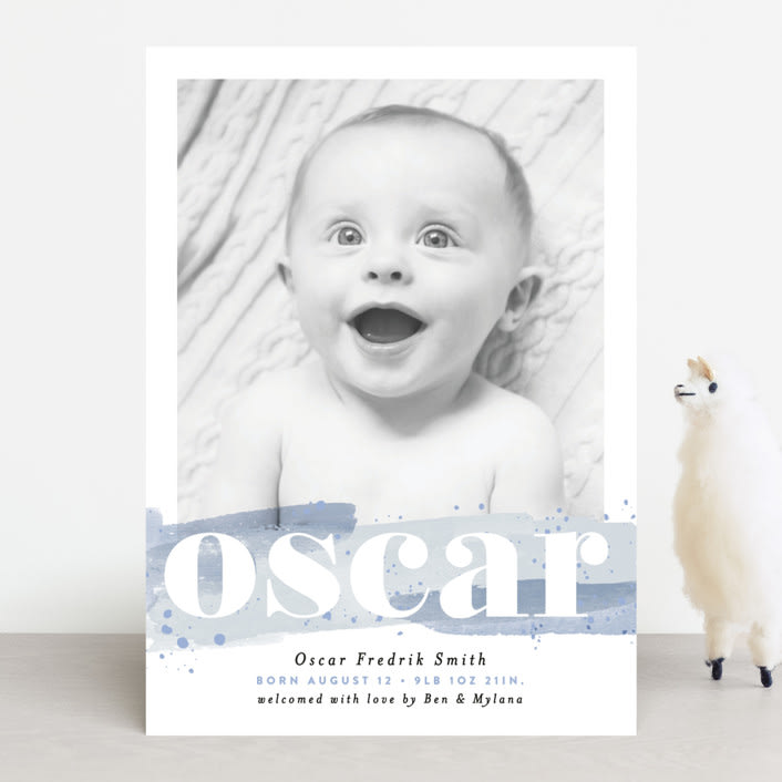 "Painted Splash Name" - Birth Announcements in Aqua by Alethea and Ruth - Front