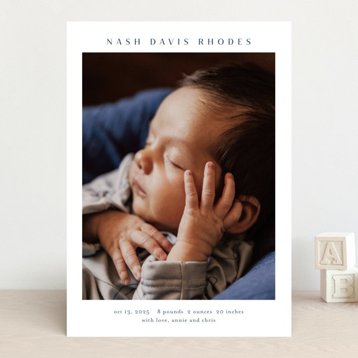 "Simple name" - Birth Announcements in Cobalt by Stacey Meacham - Front
