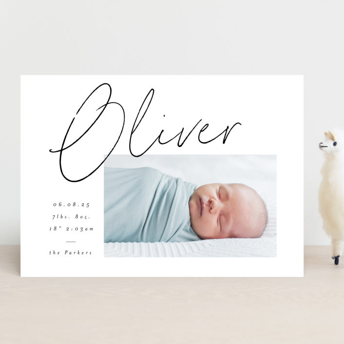 "Simply" - Birth Announcements in Noir by AK Graphics - Front