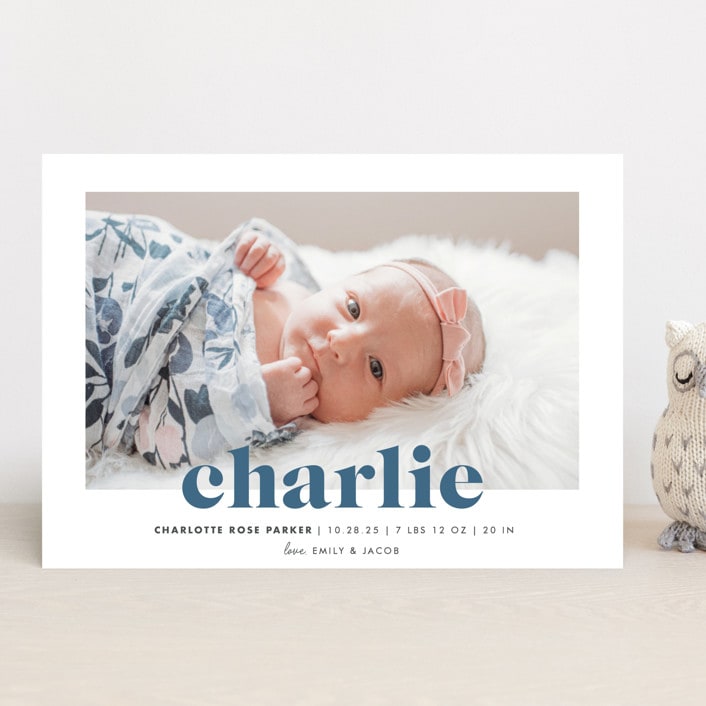 "Bold Nickname" - Birth Announcements in Bluebird by Shirley Lin Schneider - Front