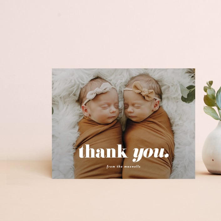 "Oh Baby Baby - Landscape" - Personalized Stationery in Cloud by Alexandra Cohn - Front