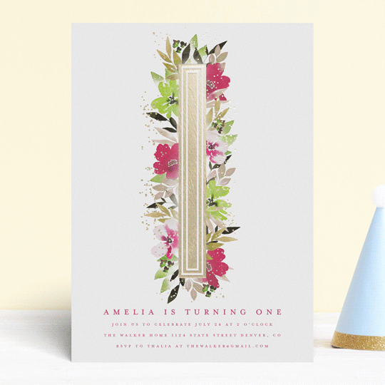 "Blooming One" - Children's Birthday Party Invitations in Petal by Grace Kreinbrink - Front