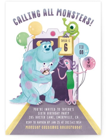 Disney and Pixar's Monster's Inc Party Door Children's Birthday Party  Invitations by curiouszhi | Minted