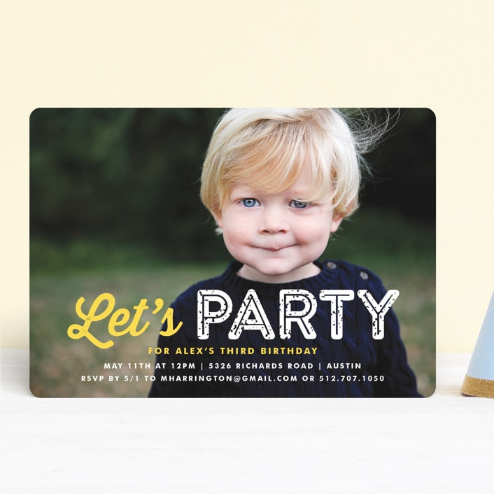 "Just Be" - Children's Birthday Party Invitations in Sunshine by Lauren Chism - Front