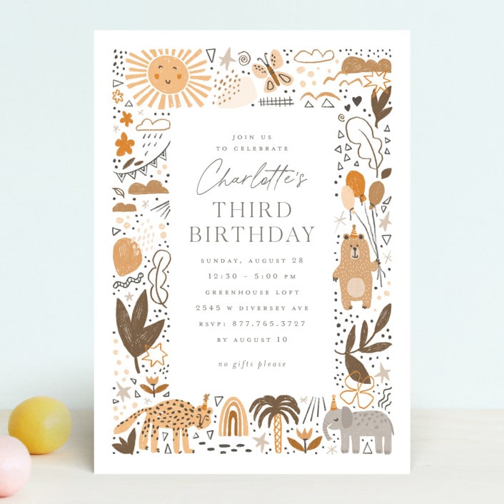 "pencil sketch" - Children's Birthday Party Invitations in Autumn by Anastasia Makarova - Front