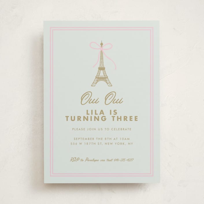 "Ooh La La" - Children's Birthday Party Invitations in Menthe by mo kelley - Front