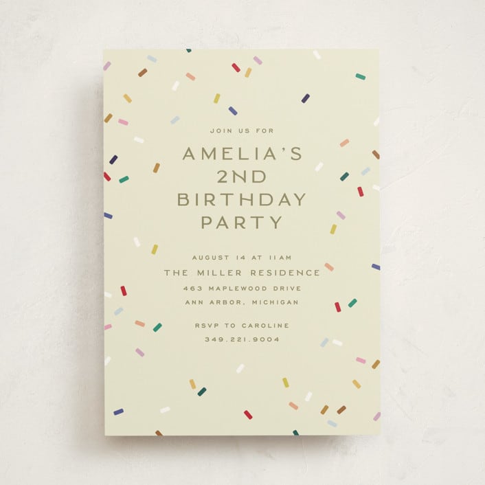 "tiny bold sprinkles" - Children's Birthday Party Invitations in Cream by Ellen Schlegelmilch - Front