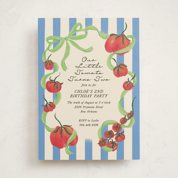 "Petit Pomodoro" - Children's Birthday Party Invitations in Lime by Jackie Crawford - Front