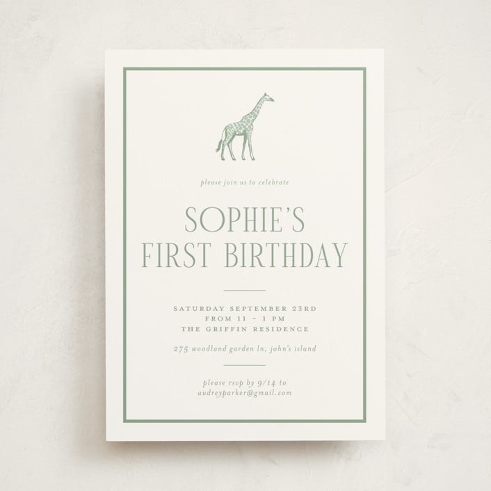 "Safari" - Children's Birthday Party Invitations in Palm by Jenna Holcomb - Front