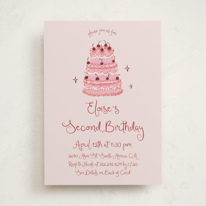 "vintage wedding cake" - Children's Birthday Party Invitations in Blush by Cass Loh - Front