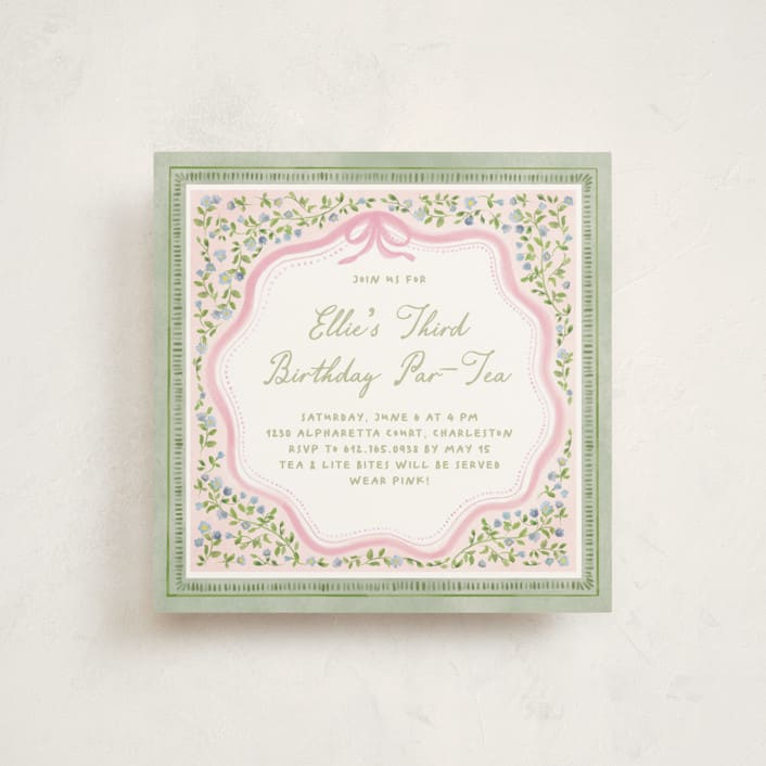 "Birthday Par-Tea" - Children's Birthday Party Invitations in Garden Glory by Creo Study - Front