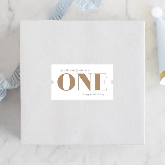 "We Are One" - Children's Birthday Party Stickers in Cloud by Phrosné Barwood - Front