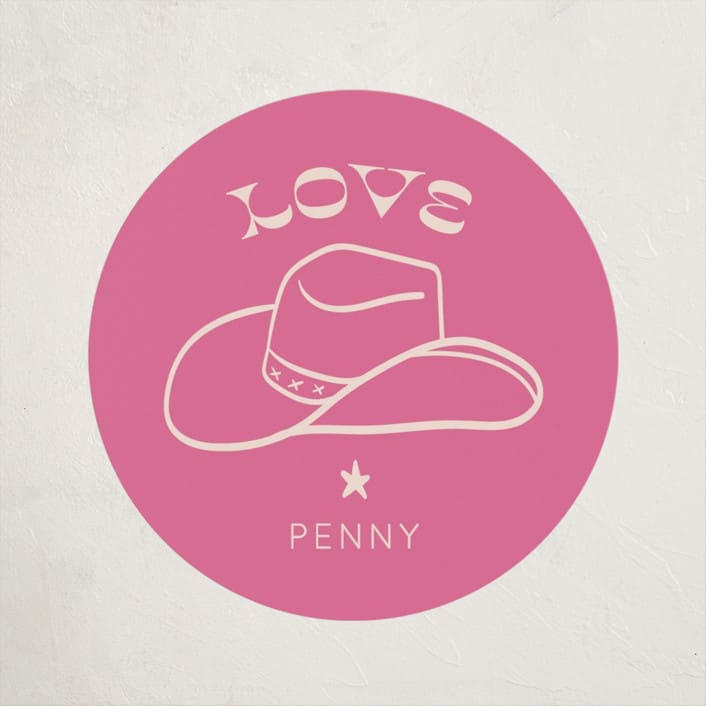 "Cowgirl Sweet Sixteen" - Children's Birthday Party Stickers in Peony by Rachel Cassel - Front