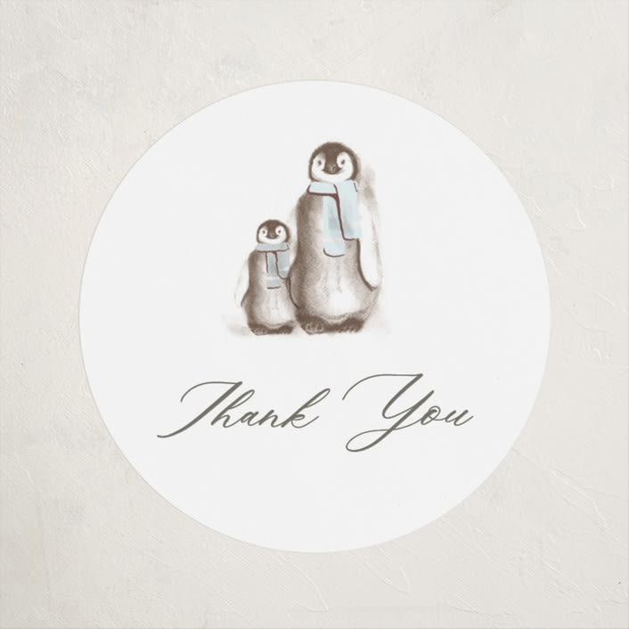 "Penguins" - Children's Birthday Party Stickers in Ice by Teju Reval - Front