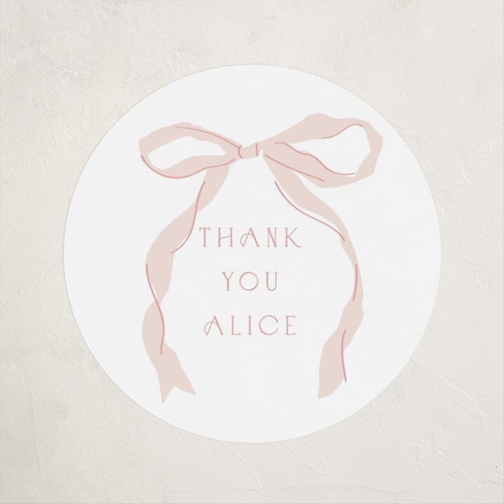 "Fframed Bow" - Children's Birthday Party Stickers in Blush by Baumbirdy - Front