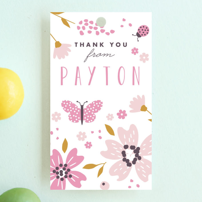 "In The Garden" - Children's Birthday Party Favor Tags in Petal by Kristie Kern - Front