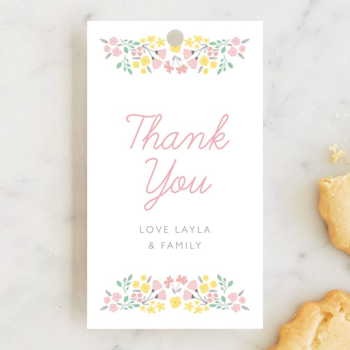 "Sweet Floral Frame" - Children's Birthday Party Favor Tags in Cupcake by Sara Berrenson - Front