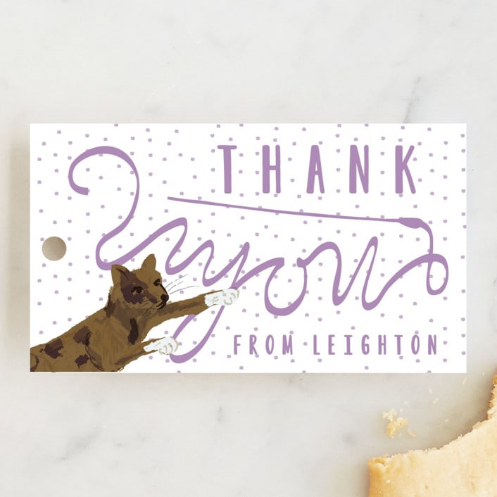 "Purrefect Kittens" - Children's Birthday Party Favor Tags in Voilet by Shiny Penny Studio - Front