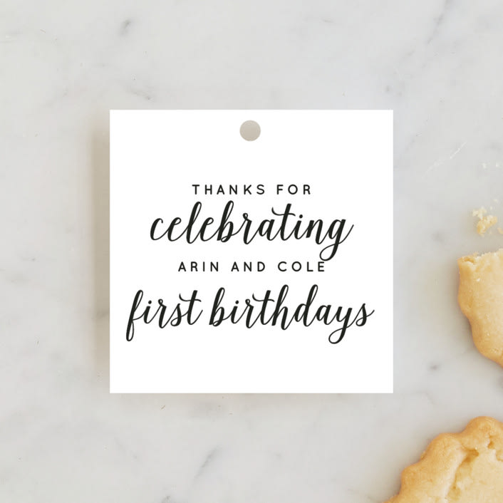 "Let's Celebrate a Birthday" - Children's Birthday Party Favor Tags in Sugar by Christine Taylor - Front