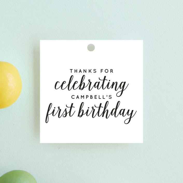 "Let's Celebrate a Birthday" - Children's Birthday Party Favor Tags in Sugar by Christine Taylor - Front