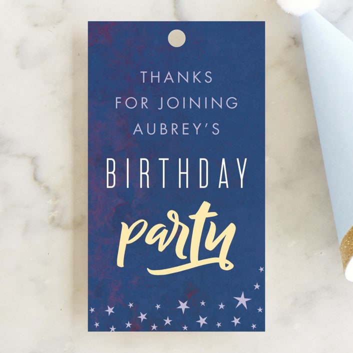 "PJ Party" - Children's Birthday Party Favor Tags in Midnight by Stellax Creative - Front