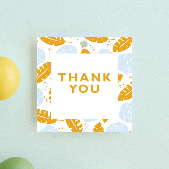 "Young, Wild and Three" - Children's Birthday Party Favor Tags in Sky by Bethany Anderson - Front