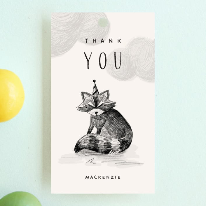 "Forest Friends" - Children's Birthday Party Favor Tags in Sephia by Anastasia Makarova - Front