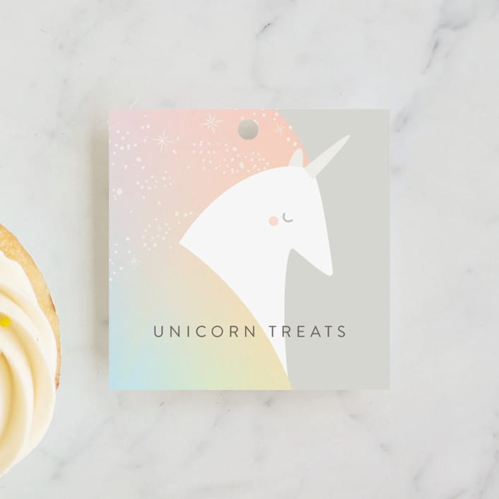 "Unicorn" - Children's Birthday Party Favor Tags in Blush by Lori Wemple - Front