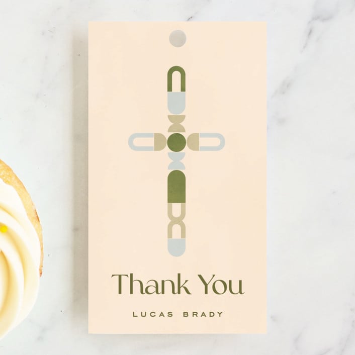 "Geometric Cross" - Children's Birthday Party Favor Tags in Serene by Pati Cascino - Front