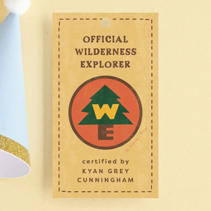 "Disney and Pixar's Up Wilderness Adventure" - Children's Birthday Party Favor Tags in Paradise by Kamala Nahas - Front