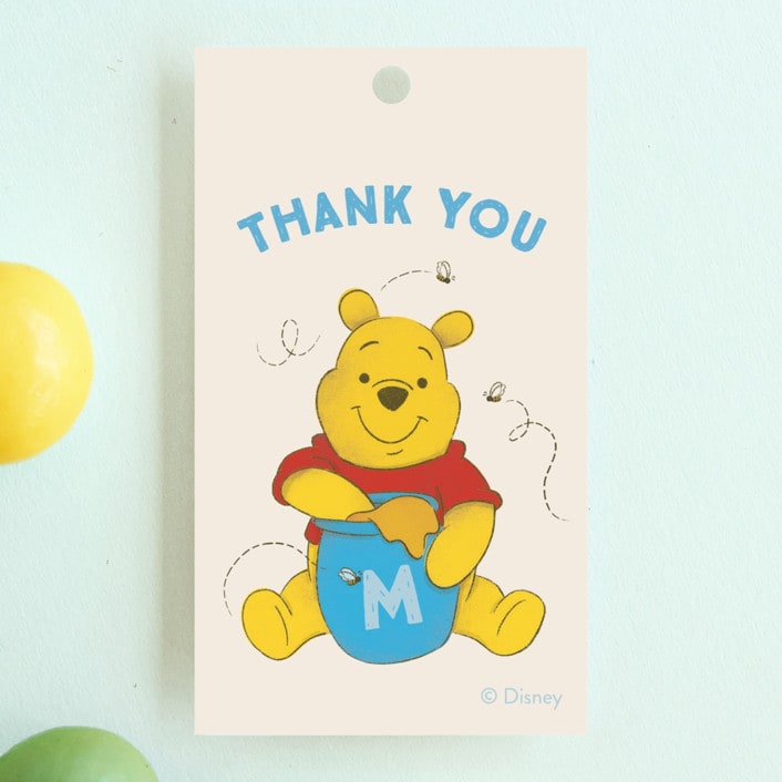 "Disney's Pooh Birthday" - Children's Birthday Party Favor Tags in Cornflower by Snow and Ivy - Front