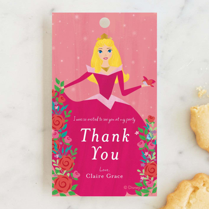 "Disney's Briar Rose" - Children's Birthday Party Favor Tags in Pink Melba by Rebecca Marchese - Front